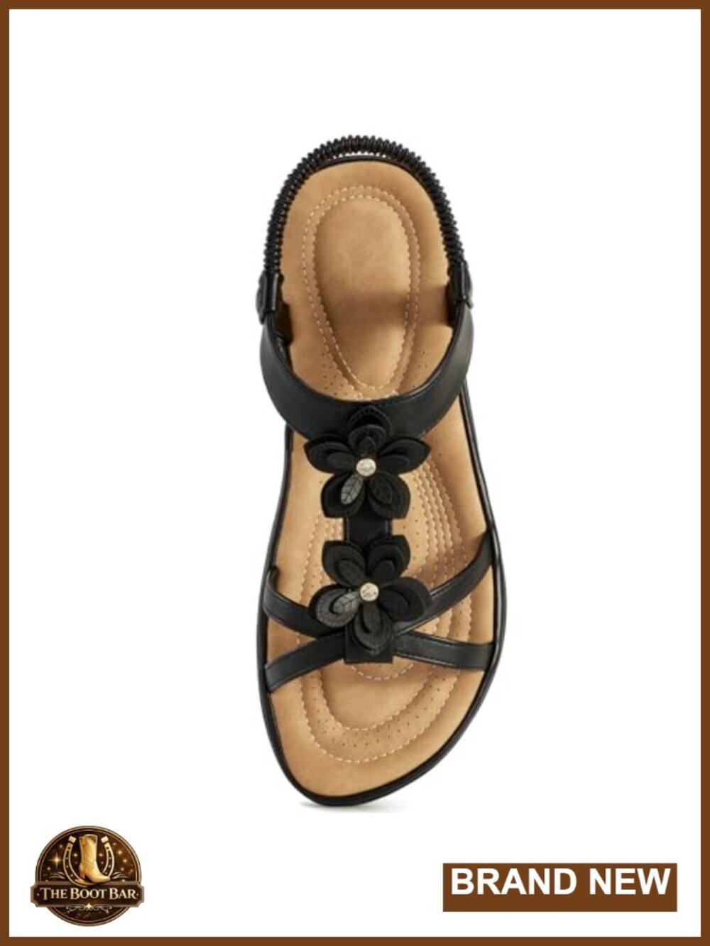 Women's Flat Sandals Comfortable Ankle Strap Floral Rhinestone Dressy
